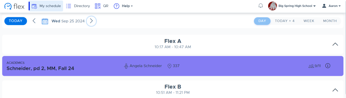 Students are pulled for A flex in Ms. Schneider’s room. This is because of the new flex change that has been implemented.